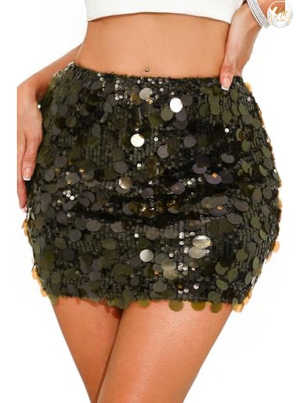 Sequin Mini Skort with Built-in Shorts Sparkly Party Skirt